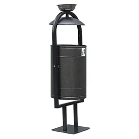 урна металлическая уличная 30 л круглая с крышкой и пепельницей