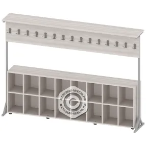 вешалка напольная односторонняя с полками для обуви на 15 крючков гр-шп-3-16