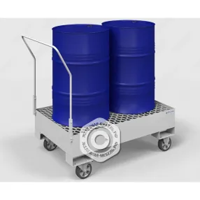 поддон для хранения 2-х бочек пдбк-02-01п, на колёсах, настил пвл