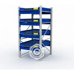 стеллаж с выкатными платформами s-heavy 1000/900 (4 яруса хранения)