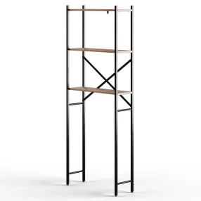 стеллаж для ванной комнаты gutta 1800х690х250 (3 полки) каркас чёрный, настил эвок