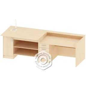 стол учительский с кафедрой и мойкой пр-тр-82, дуб выбеленный