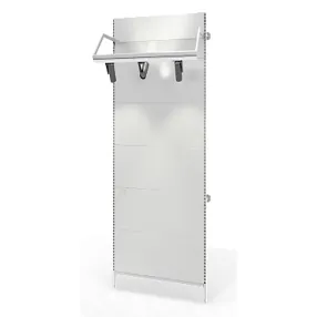 стеллаж перфорированный с креплением к стене j-hanger с рекламной панелью