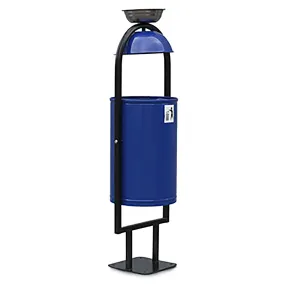 урна металлическая уличная 21 л круглая с крышкой и пепельницей