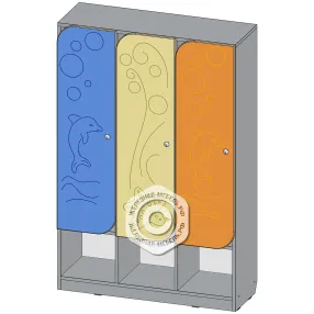 шкафчик детский для одежды 3 секции с нишей для обуви шк-ад-2-3