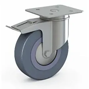 колесо поворотное с тормозом 125 мм, резина