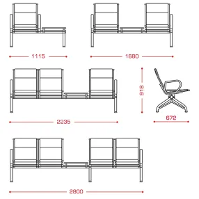 многоместная секция aero 2п со столиком (модель мс 16/1)