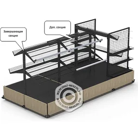 стеллаж для фруктов и овощей островной 1650х800х1250 мм