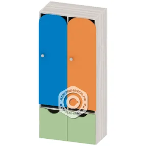 шкафчик детский для одежды 2 секции с ящиком шк-ад-35-2