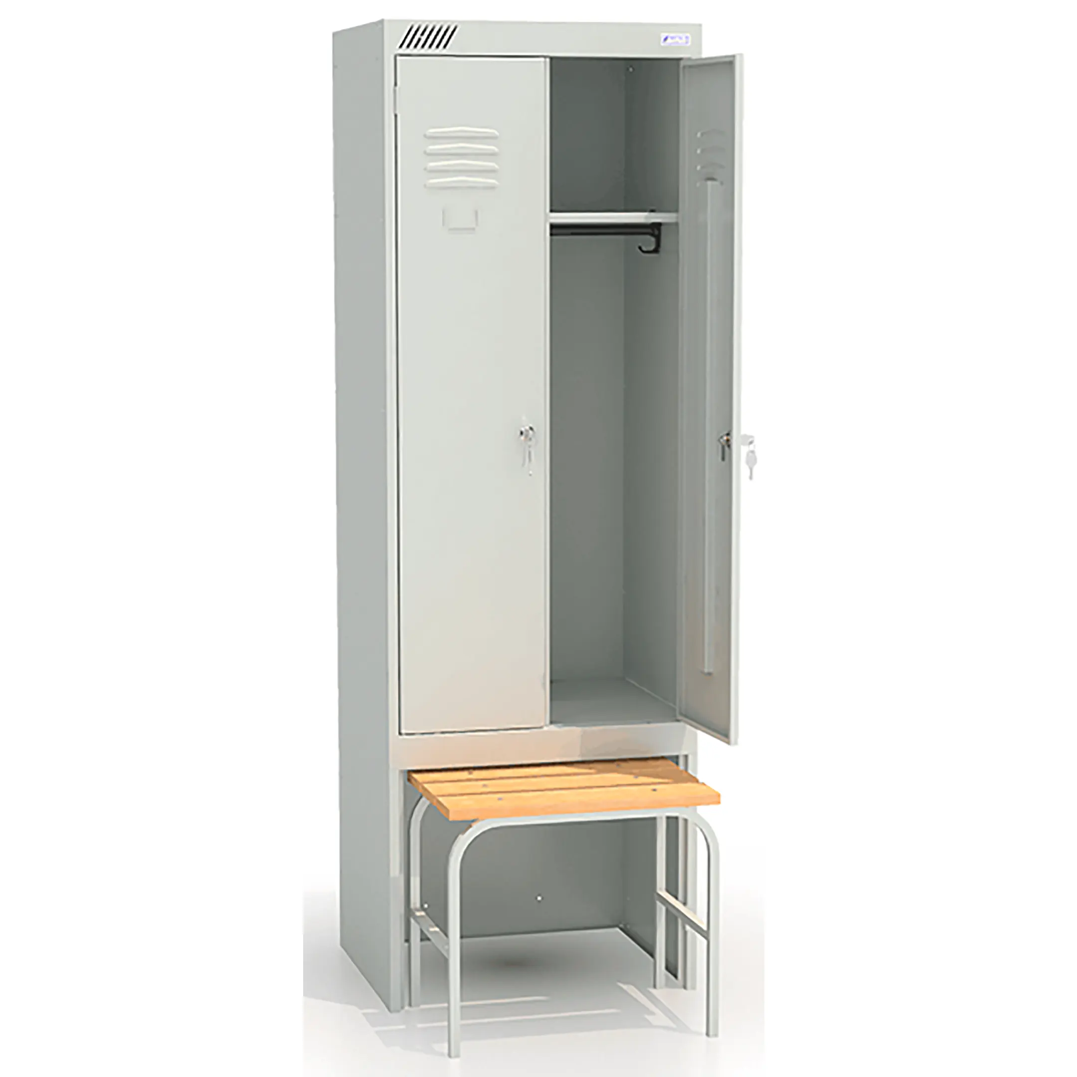 шкаф гардеробный двухсекционный со скамейкой 600х500х1700 h
